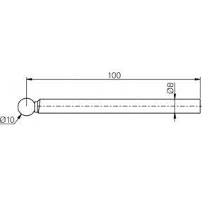 Mérőtapintó rubin fejjel Ø10 mm, Hossz =100 mm