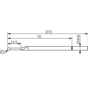 Mérőtapintó rubin fejjel Ø3 mm, Hossz =87.5 mm