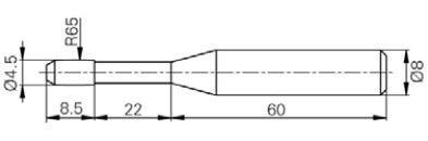 Hordó alakú tapintó M6-M48, Hossz =60 mm