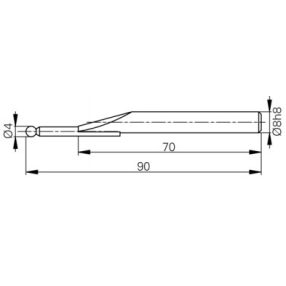 Mérőtapintó rubin fejjel Ø4 mm, Hossz =90 mm