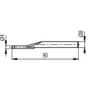 Mérőtapintó volfram karbid fejjel Ø4 mm, Hossz =90 mm