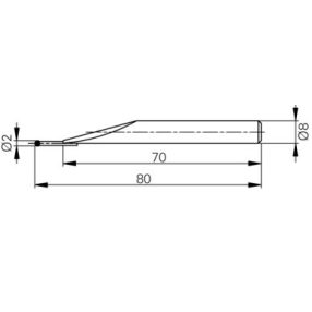 Mérőtapintó volfram karbid fejjel Ø2 mm, Hossz =80 mm