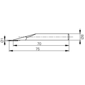 Mérőtapintó volfram karbid fejjel, Ø1 mm, Hossz =75 mm
