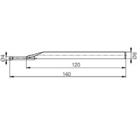 Mérőtapintó volfram karbid fejjel Ø4 mm, Hossz =140 mm