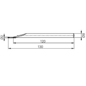 Mérőtapintó volfram karbid fejjel Ø2mm, Hossz =130 mm