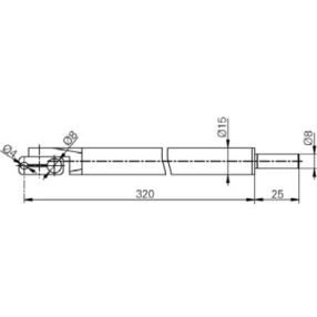 Forgórész befogó Ø4 and Ø8 mm, Hossz =300 mm