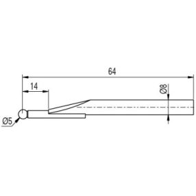 Mérőtapintó rubin fejjel Ø5 mm, Hossz =64 mm
